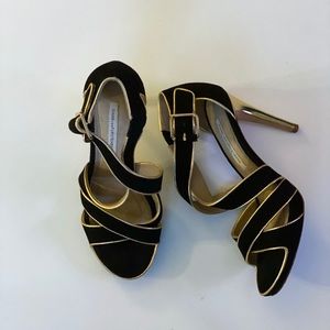 Diane Von Furstenberg Black & Gold Heels
